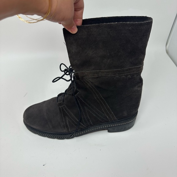 Stuart Weitzman Yadastud Gray Fold Down Studded Combat Boots Women's 10M - Picture 13 of 16